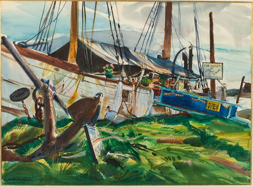 Morton Roberts, The Light Ship, Watercolor