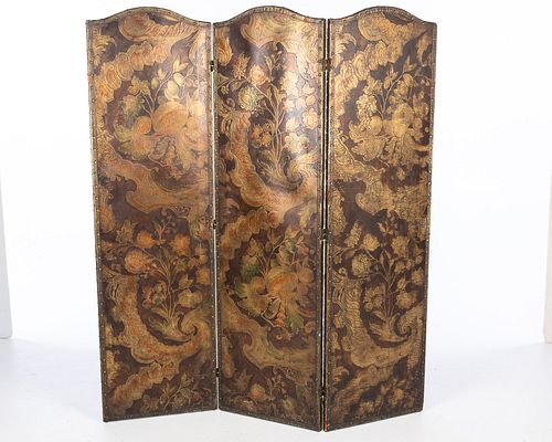 Embossed Leather 3-Panel Screen