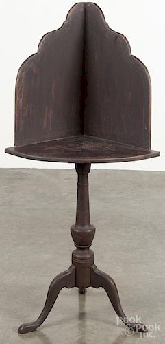 Painted corner candlestand, 20th c., 45'' h., 21 1/4'' w.