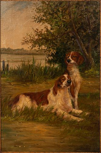 Unsigned, Spaniels, Oil on Board