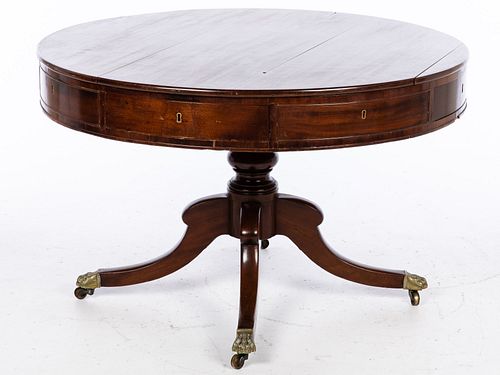 George III Style Mahogany Drum Table, 19th Century
