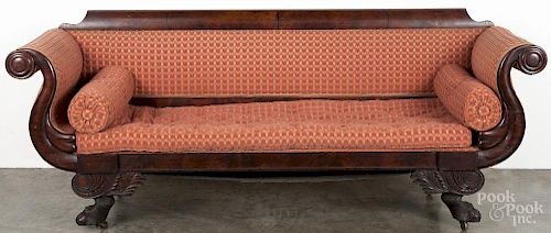 Classical mahogany sofa, ca. 1835, 32 1/2'' h., 80'' w.