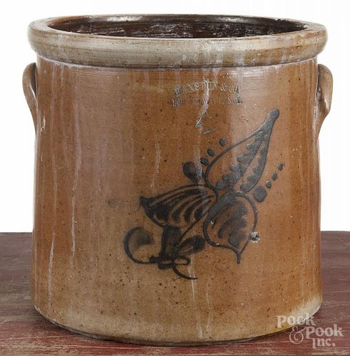 Four-gallon stoneware crock, 19th c., impressed Haxstun & Co. Fort Edward N.Y.