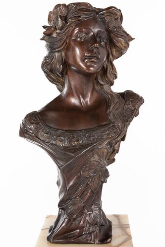 Art Nouveau Style Bronze Bust of a Woman