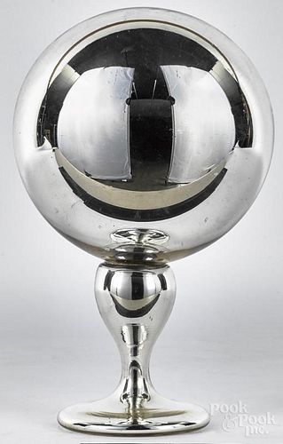 Mercury glass globe, 19th c., 11 1/4'' h.