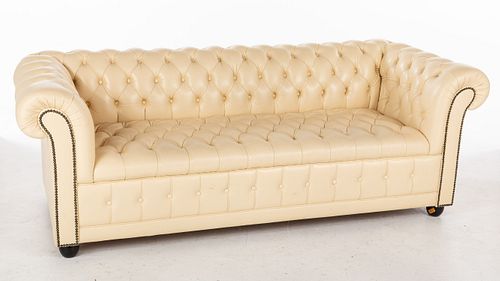 White Leather Chesterfield Sofa