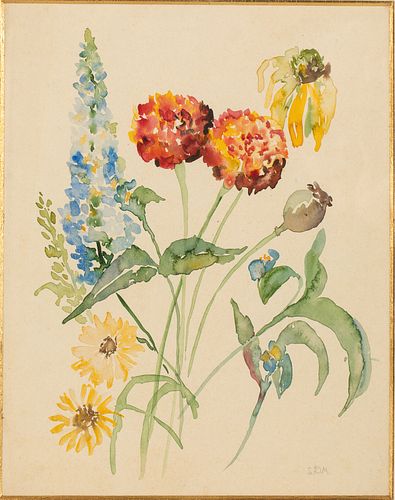Lucile Desbouillons Murphy, Flowers, Watercolor