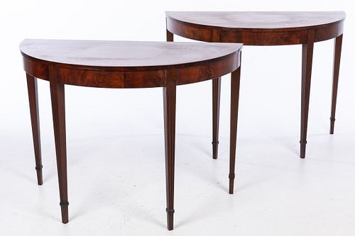 Pair of George III Style Demilune Tables