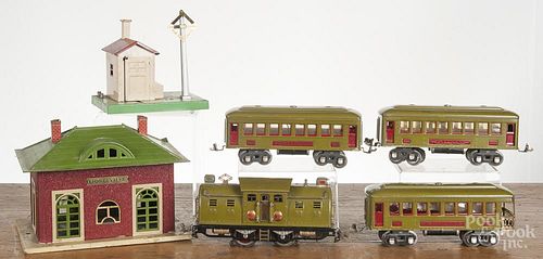 Four-piece Lionel O gauge train set, early 20th c., to include a 254e engine