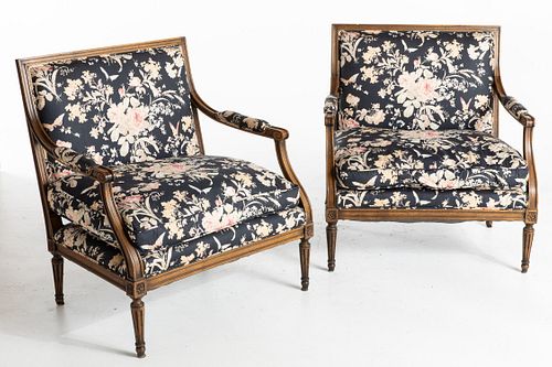 Pair of Louis XVI Style Open Armchairs, 20th Century