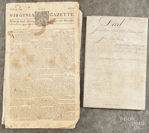 Six Pennsylvania and Virginia indentures and land grants, ca. 1790, belonging to William Gibbs