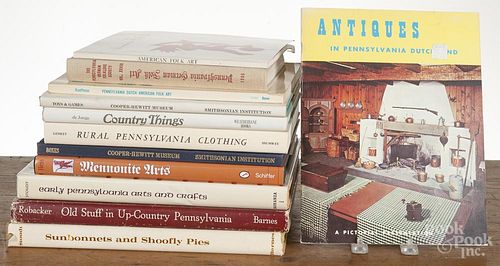 Antiques reference books, to include books about Pennsylvania folk art and metalwork.