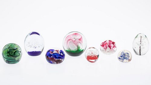Group of 8 Miscellaneous Swirled Glass Paperweight