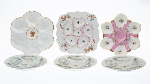 3 Matching and 3 Various Oyster Plates