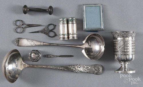 Silver-plate and sterling mounted tablewares.