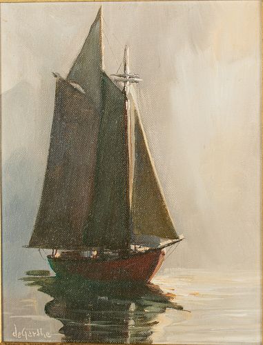 William De Garthe, Sailboat, Oil on Board