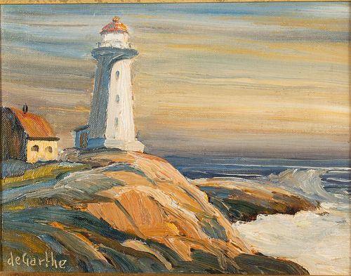 William De Garthe, Lighthouse, Oil on Board