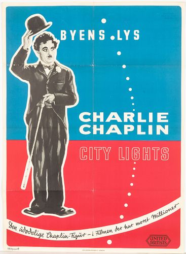 Charlie Chaplin, Swedish Movie Poster, c. 1950's