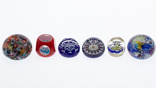 Group of 6 Millefiori Paperweights