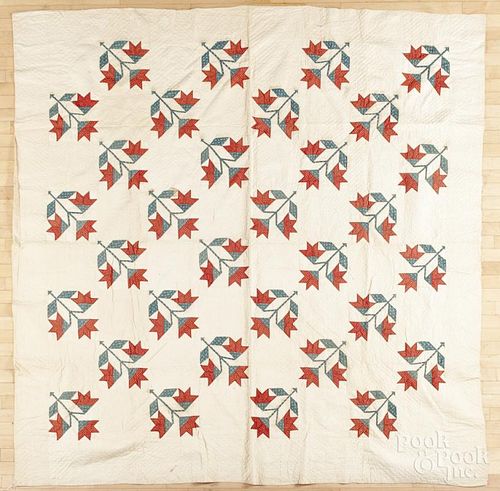 Patchwork tulip quilt, 19th c., 94'' x 92''.