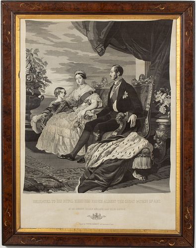 Prince Albert and Queen Victoria on Silk, 19th C