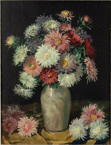 D. H. Dendlberger, Vase with Flowers, Oil on Canvas