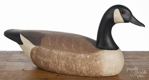 Contemporary carved and painted Canada goose decoy, 23 1/2'' l.