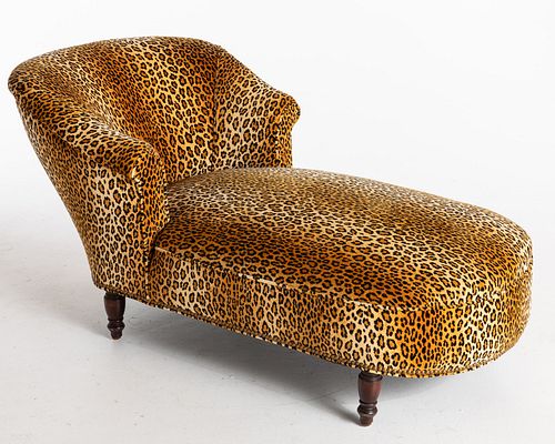 Victorian Faux Leopard Upholstered Chaise Longue