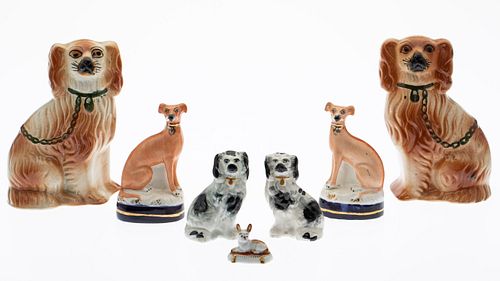 7 Staffordshire Dogs, 19th C and Later