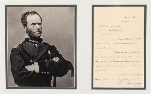 General Sherman Signed Letter Dated Dec. 8th 1888