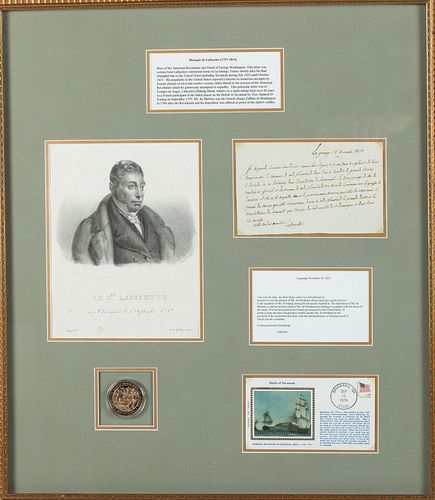 Marquis de Lafayette Signed Letter,  1825