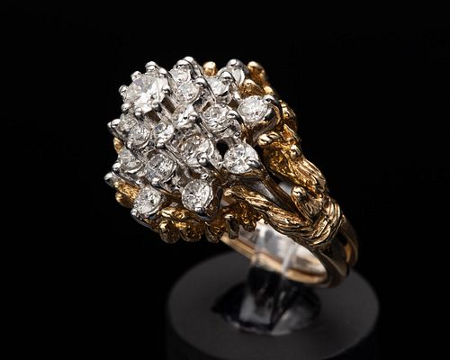 14K Gold and Diamond Ring with Yellow Gold Jacket