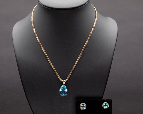 Topaz and 14K Necklace and Earring Set