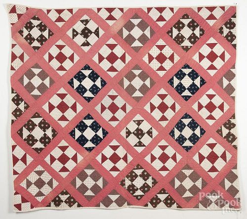 Nine patch quilt, early 20th c., 76'' x 68''.
