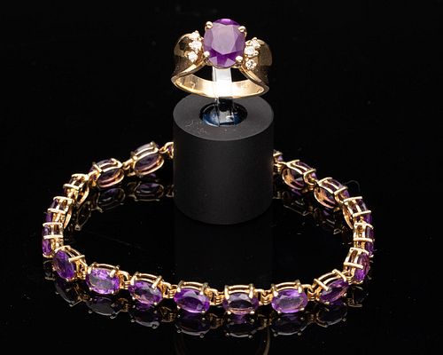 14K Gold and Amethyst Ring and Bracelet