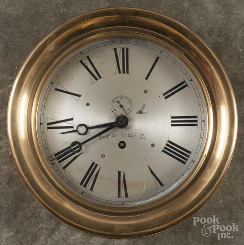 Boston Clock Co. brass ship clock, 10'' dia.
