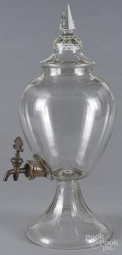 Colorless glass dispenser, ca. 1900, 27'' h.