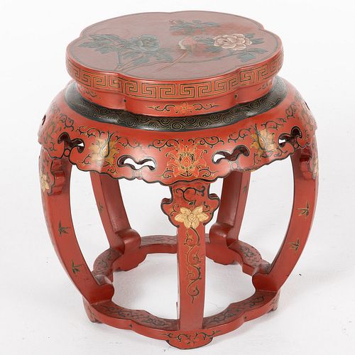 Chinese Red Lacquer Side Table, 20th C 