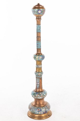 Chinese Cloisonne Standing Oil Lamp