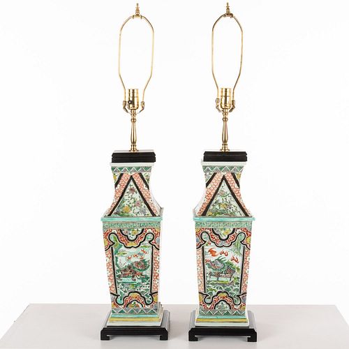 Pair of Chinese Vases Now Mounted as Lamps, 20th C