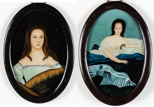 Pair of Chinese Export Oval Portraits