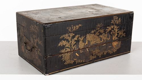 Chinese Black Lacquer  Writing Box, 19th Century