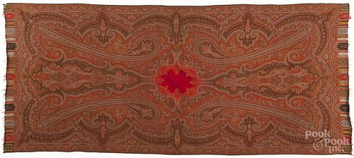 Two Kashmir paisley shawls, 19th c., 58'' x 128'' and 74'' x 74''.