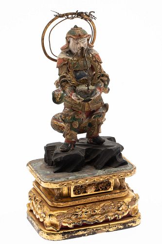 Japanese Carved Wood Statue, 19th C
