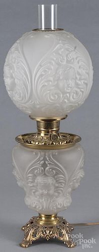 Gone with the Wind table lamp with a frosted glass shade.