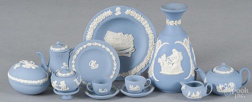 Miniature Wedgwood tea service, together with another miniature porcelain tea service.