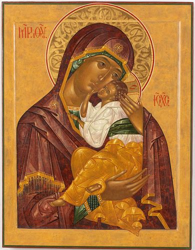 Vladislav Andreyev, Icon of Virgin and Child, 20th C
