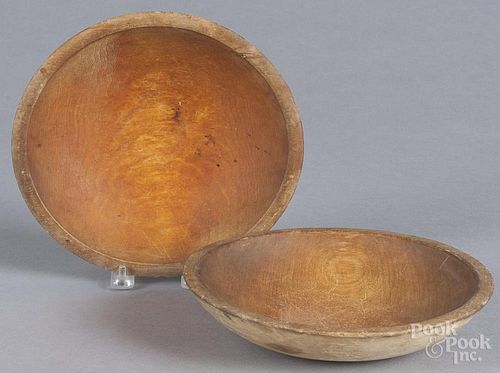 Two turned wooden bowls, 20th c., 8 1/4'' dia.