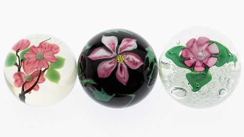 Three Floral Paperweights
