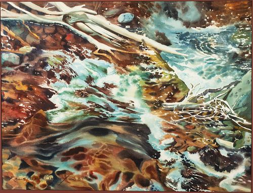 Raleigh Kinney, River, Watercolor, 1991